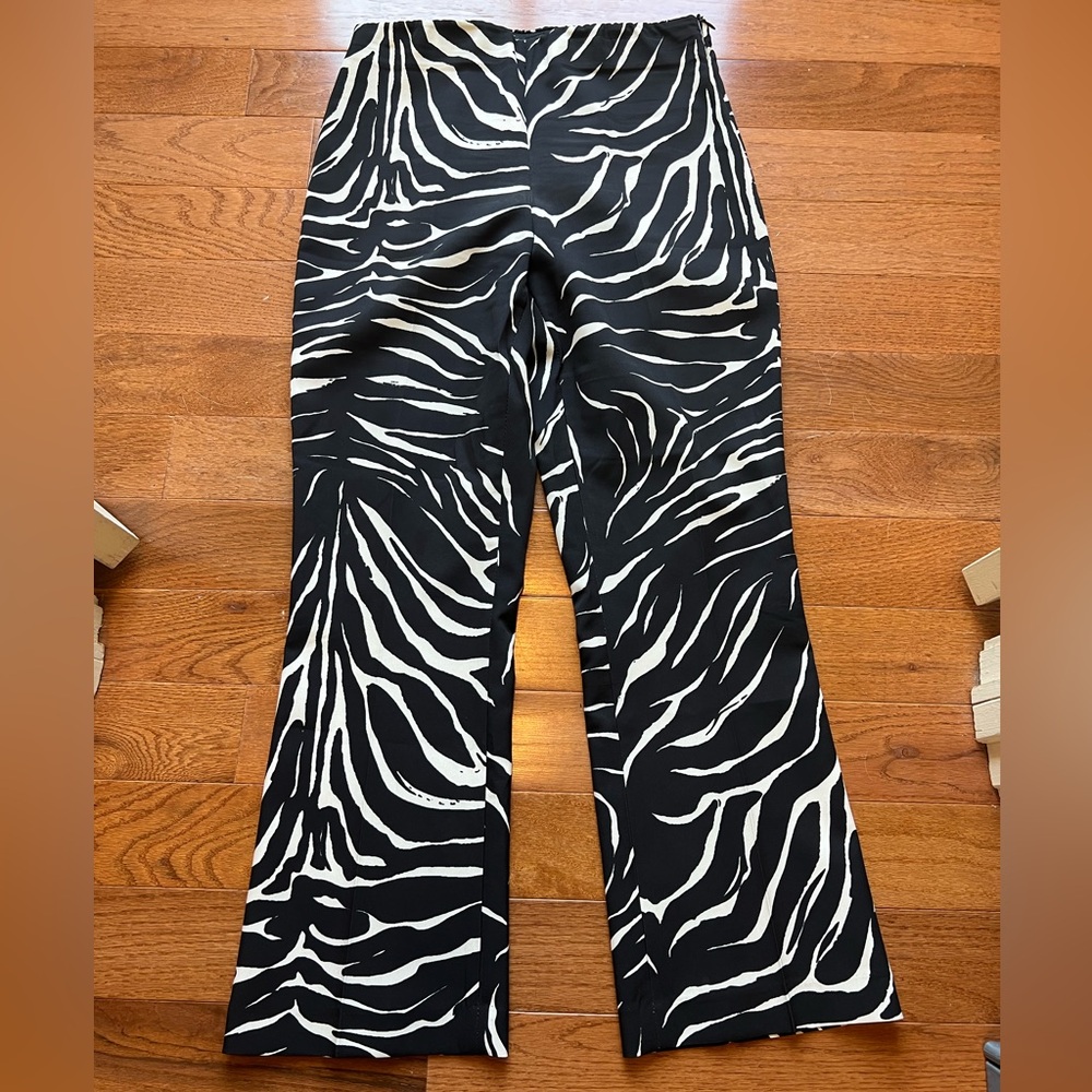 Zara Black & White Zebra-Print Wide Leg Trousers